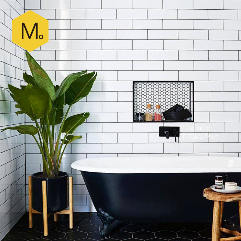 Nordic Style Small White Tile Simple Bathroom White Kitchen Wall Tile Simple Subway Tile Bathroom Tile Toilet Balcony Tile