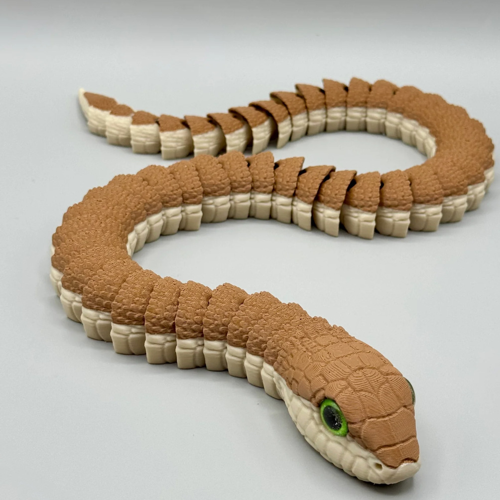3D Printed Tree Snake with Movable Joints, Simulated Stripes and Scales, Glass Eyes, Trick and Prank Climbing Pet Toy