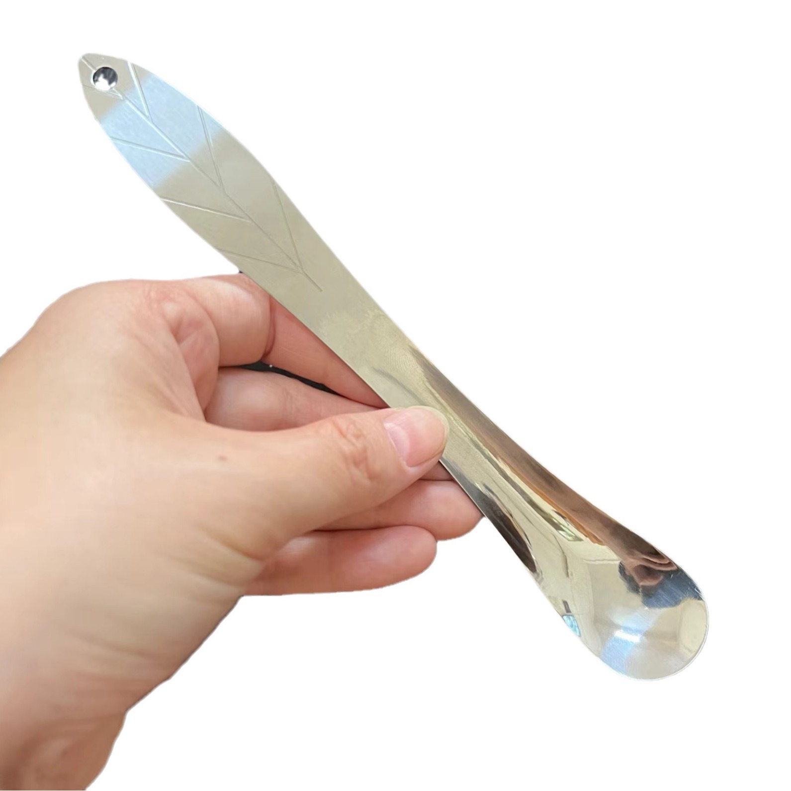 Stainless Steel Dessert Spoon Coffee Mixing Spoon Leaf Pattern Spoon Ice Cream Long Handle Digging Spoon Fruit Cutting Spoon Dumplings