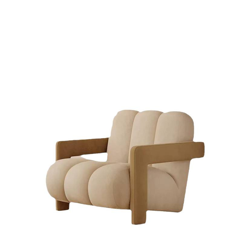 Cream Style Single Leisure Chair Light Luxury Sofa Designer Lazy Lamb Velvet Living Room Reception Single Chair