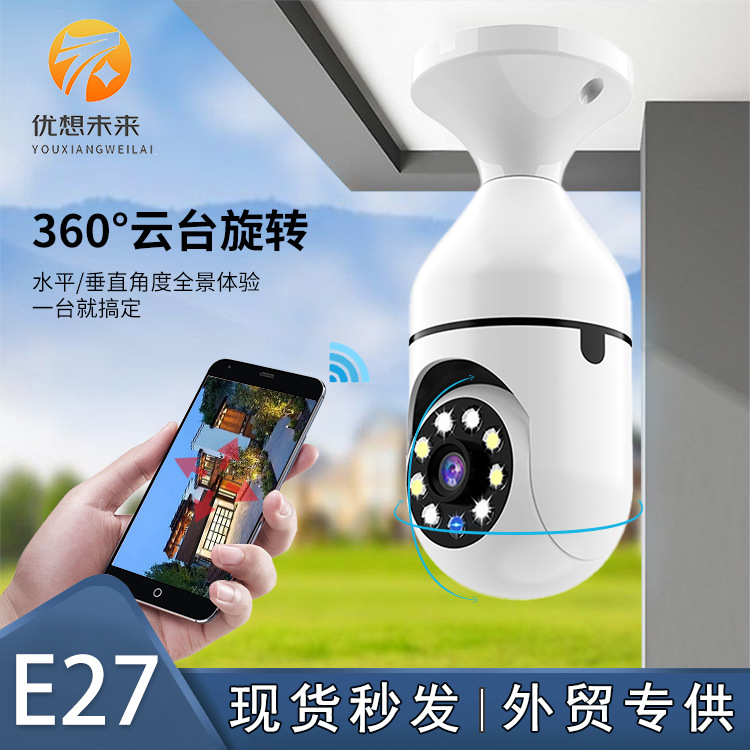Панорамная камера E27 беспроводная Wi-Fi лампа A7 360 градусов ночное видение A6