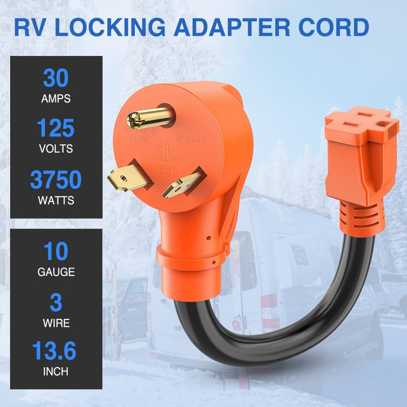 2026 New Cross-Border Dropshipping 30 Amp to 15 Amp Pure Copper Heavy Duty Power Adapter Cord 1