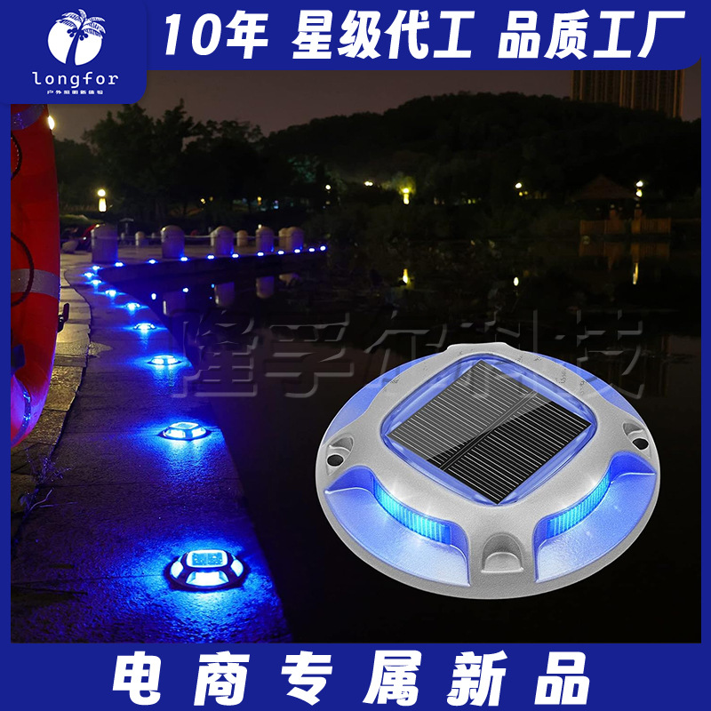 Обновленные солнечные предупреждающие светильники для дорожек и тротуаров, двухцветные светильники для мостов синие и белые