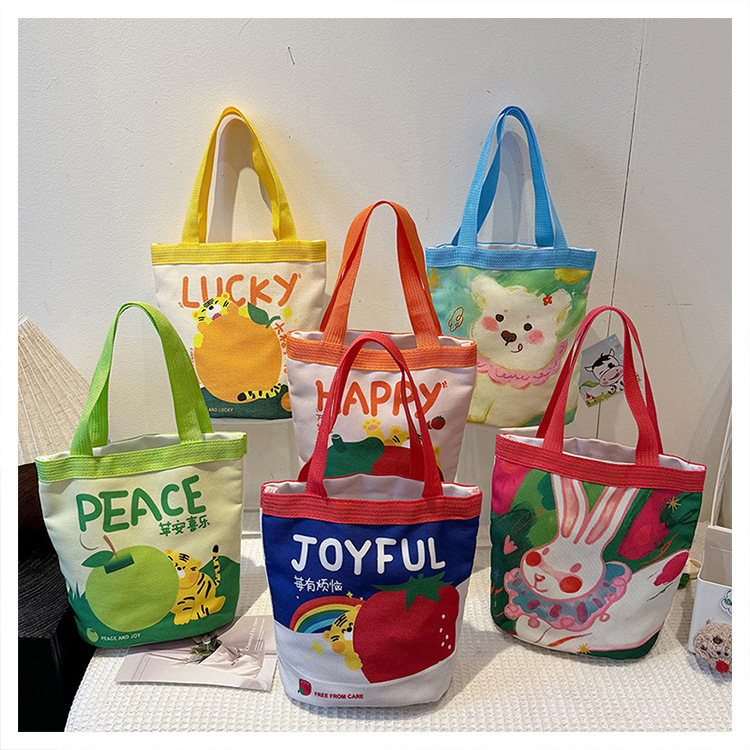 Сумка в стиле масляной живописи, милый принт, портативная сумка для отдыха, канвас для студентов, оптовая продажа