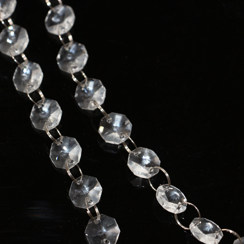 14mm double hole octagonal beads chain color Crystal octagonal beads crystal curtain beads wedding lighting accessories beads