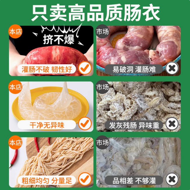 Natural Pork Casing for Making Sausages, Homemade Sausage for Children, Small Intestine Casing, Food-Grade Sausage Skin, Ham Wholesale