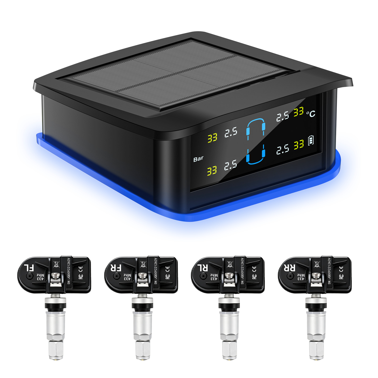 Монитор давления в шинах с Type-C зарядкой и сигнализацией, поддержка лазерной гравировки