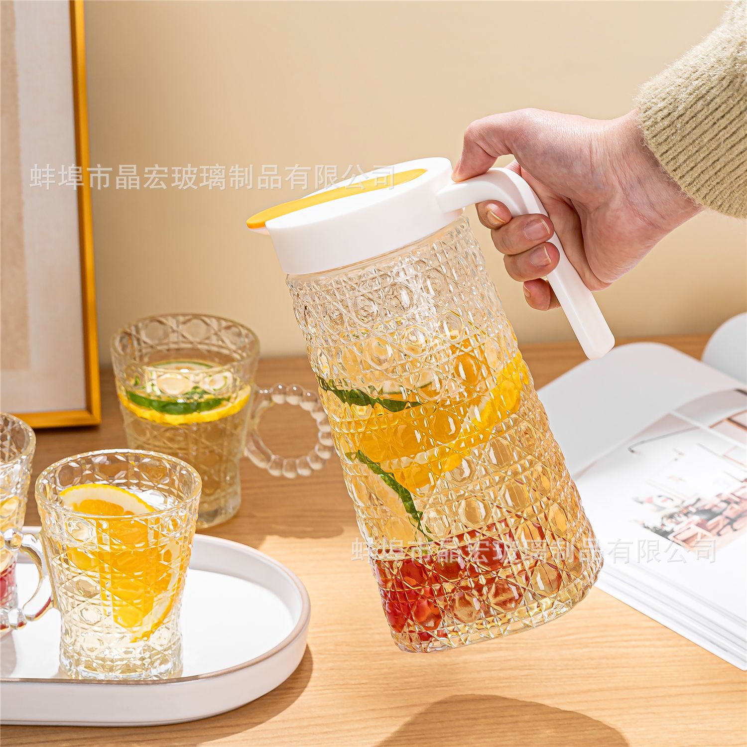 Large Capacity Glass Water Pitcher Set for Home Use - Tea Pot, Juice Jug, Cold Water Cup Set