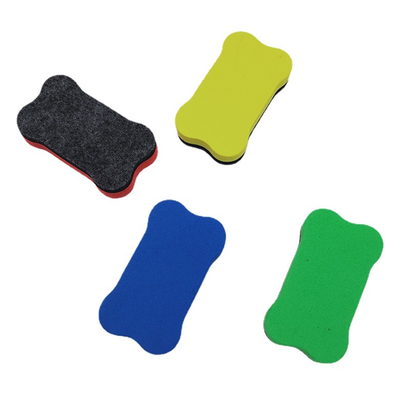 Factory wholesale whiteboard eraser magnetic eva felt cloth eraser 7*4*1.5 small size bone children's eraser cross-border