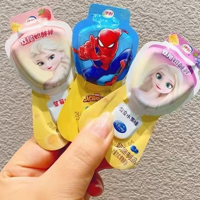 Yili Cheese Sticks Double-Layer Strawberry Mixed Fruit Original Room Temperature Nutritional Snacks Elsa Princess Spider-Man Kidsren
