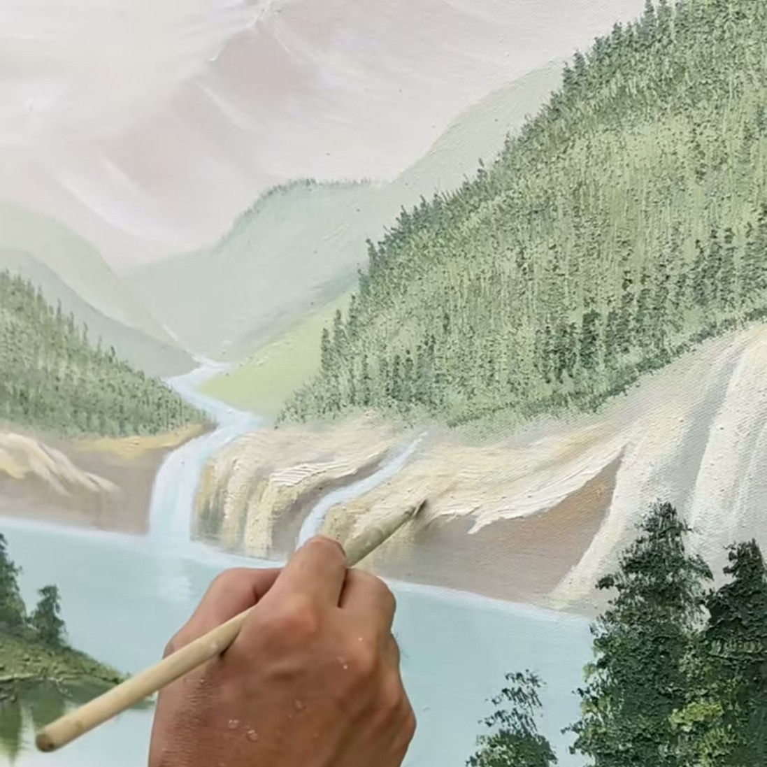 Pure Hand-Painted Oil Painting Living Room Sofa Wall Background Painting Living Room High-End Character Garden Pure Handmade Oil Painting