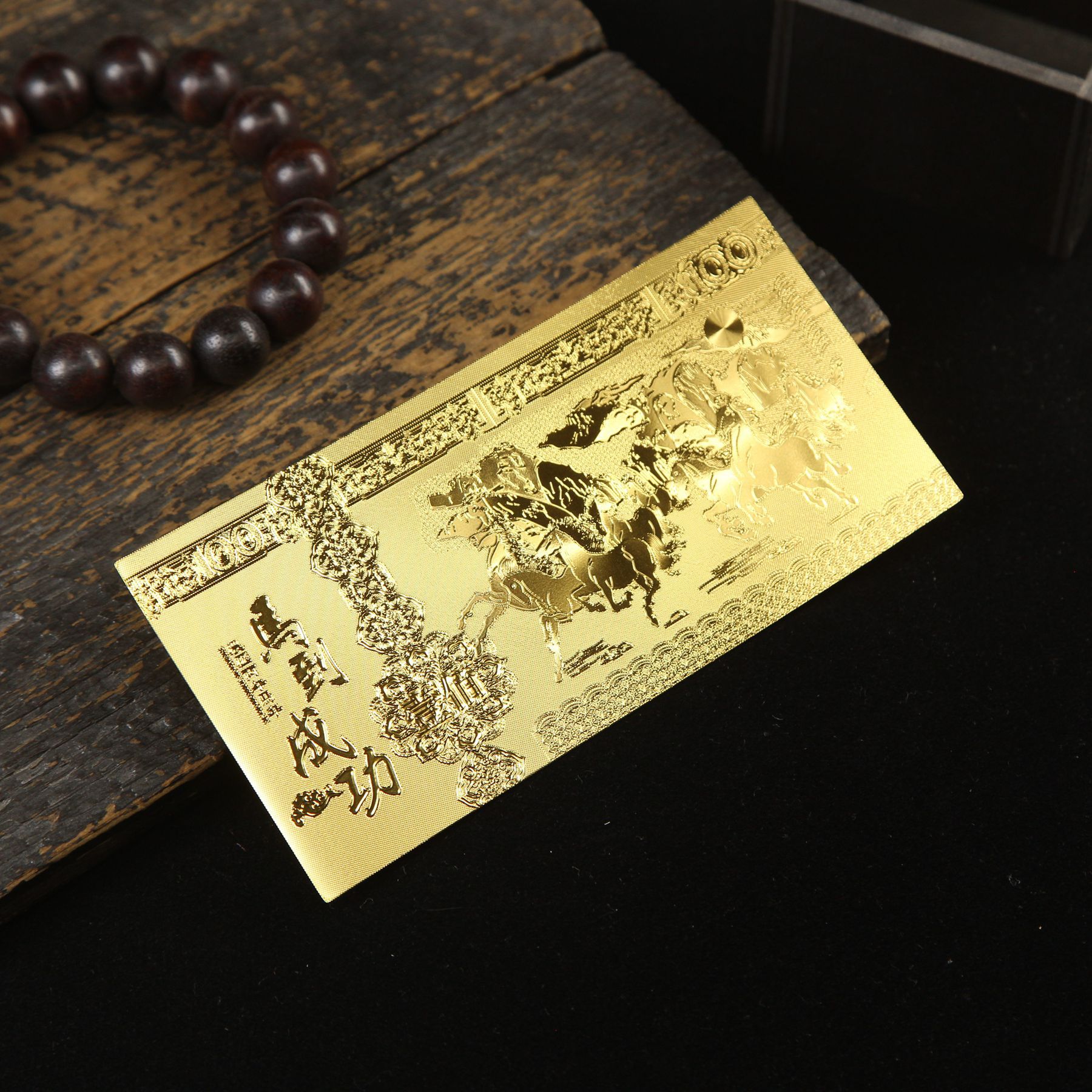 2026 Year of the Horse 100 Yuan Imitation Gold Foil Banknote Color Zodiac Cartoon Horse Commemorative Coin Gold Banknote Door Red Packet Gift Wholesale