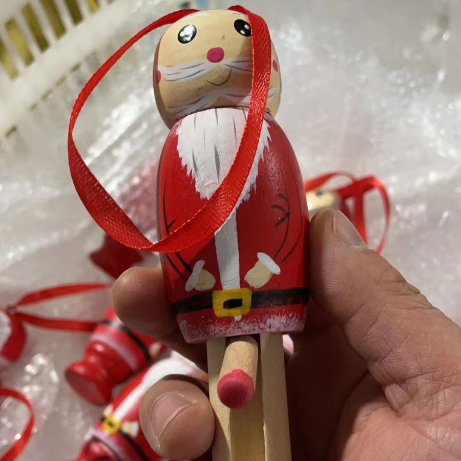 Factory Direct Christmas puppet FUNNY SANTA Claus pendant independent station FUNNY SANTA wooden craft