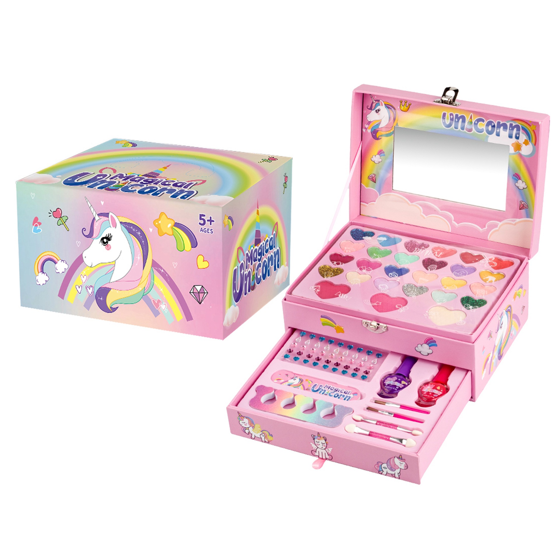 Cross-Border Popular Girls' Makeup Toy Set Children's Washable Lipstick Eye Shadow Cosmetics Portable Cosmetic Bag