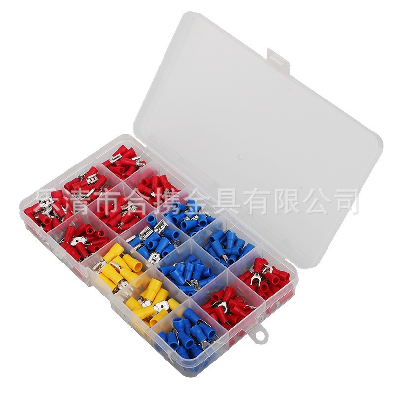 280Pcs Boxed Rubber Pre-Insulated Cold-Pressed Terminal Terminal Connector Manufacturer Spot 15 Types of Terminal Blocks