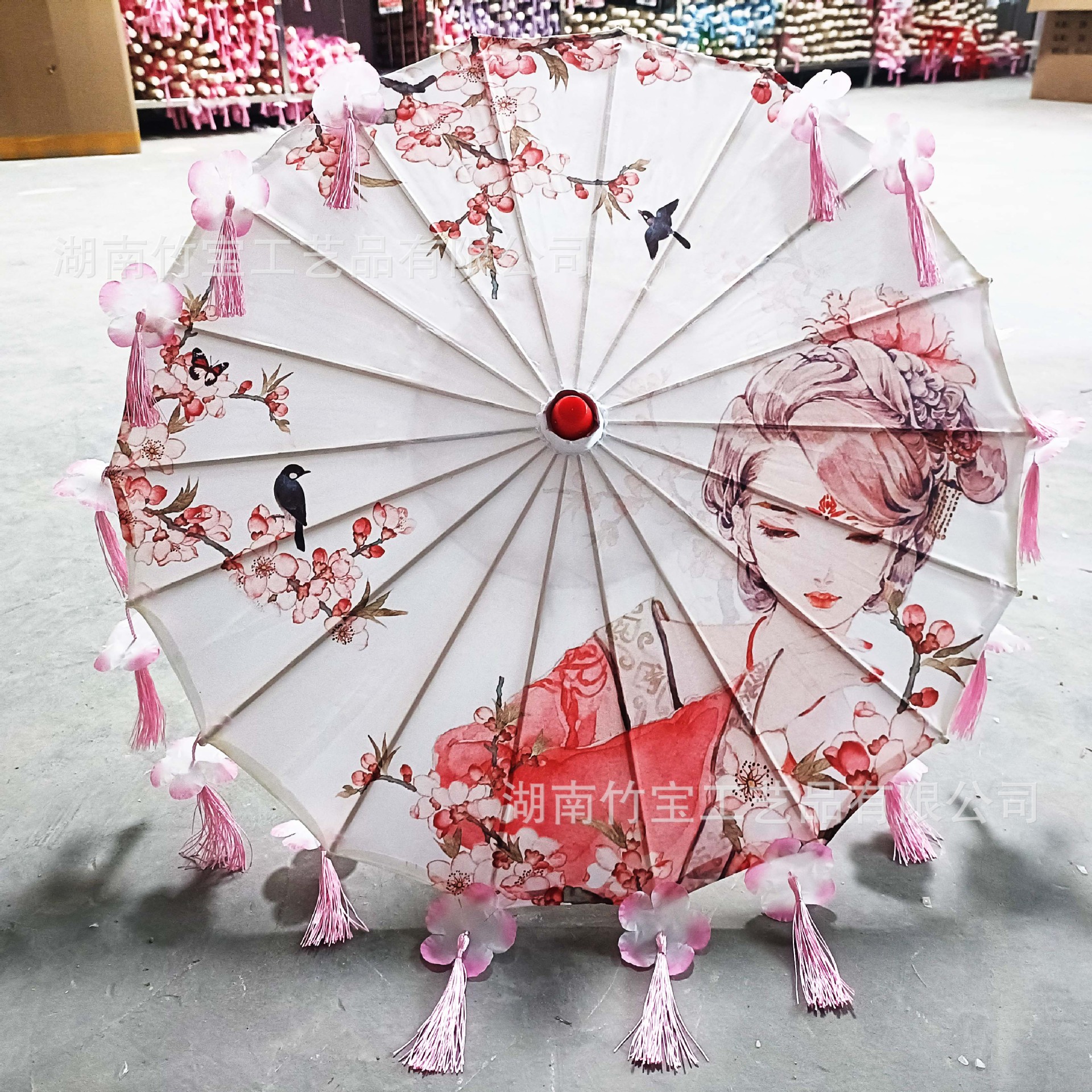 small size Little Dance Children Princess Antique Petal Printed Silk Umbrella 56CM Diameter Stall Craft Umbrella