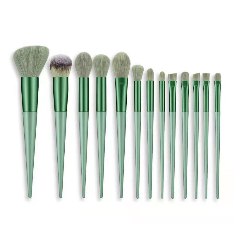 Beauty makeup four seasons green makeup brush suit bristles soft 13 blush eye shadow concealer foundation powder high-light brush