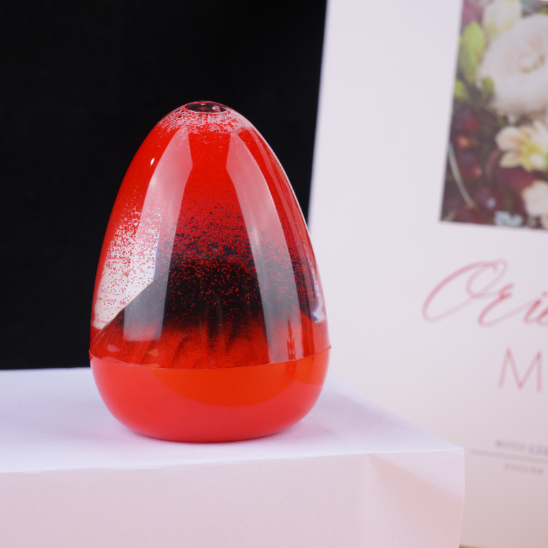 Creative Acrylic Volcanic Eruption Hourglass Oil Leak Timer Ornament Gift Eggshell Volcano Quicksand Liquid Customization