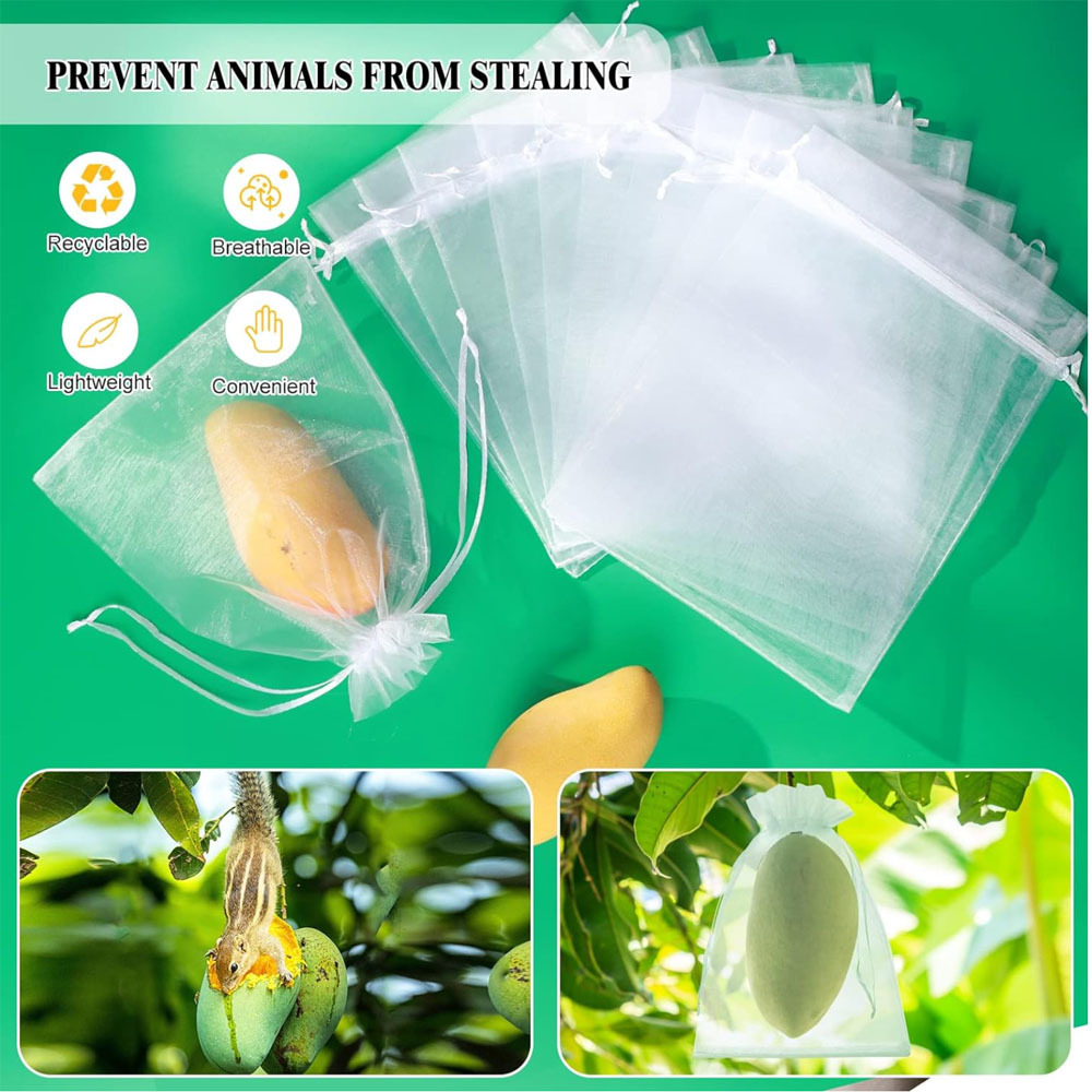 Fruit protection bag, fruit mesh bag fruit and vegetable mesh bag with drawstring, grape mango garden insect bag