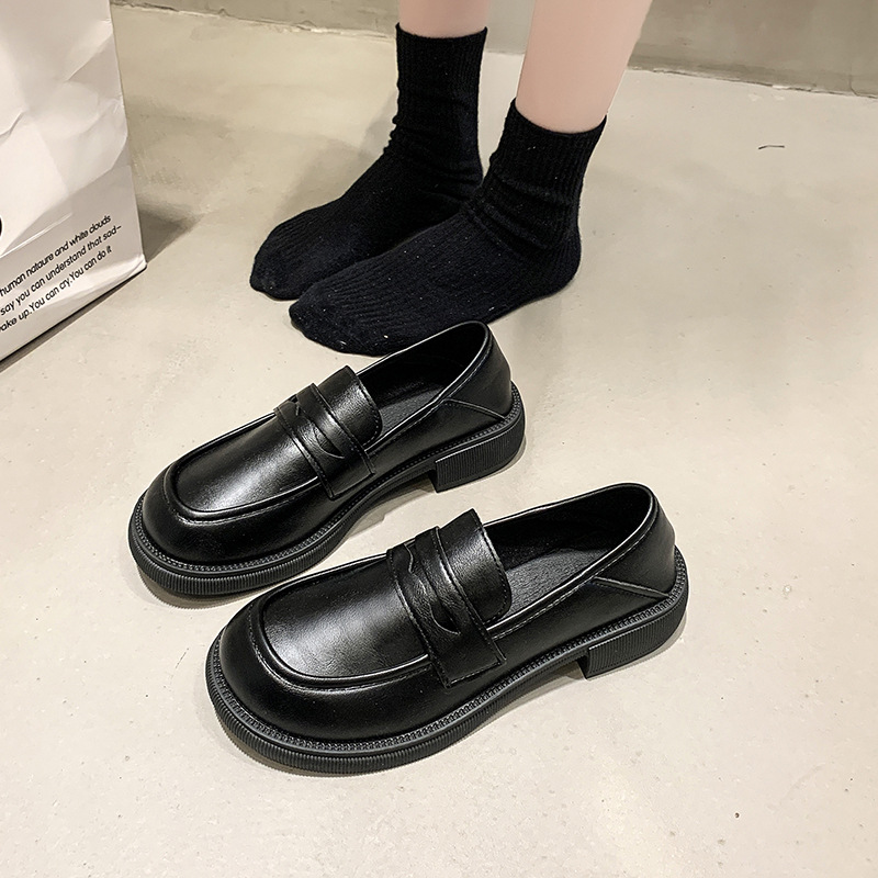 Black Small Leather Shoes for Women British Style 2025 Spring and Autum New Retro Flats Shoes Versatile Loafers Women's Shoes