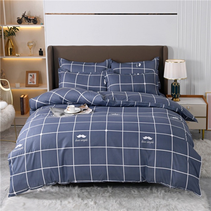 Bed Sheet Four-piece Quilt Cover Summer Single Student Dormitory Three-piece Set Four-piece Single-piece Quilt Cover Cartoon Plant