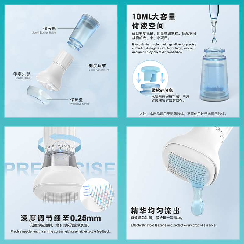 Demeijun Adjustable Needle Length Can Release Liquid, Cross-Border Best-Selling S2-140 Roller Stamp Micro-Needle Introduction Device