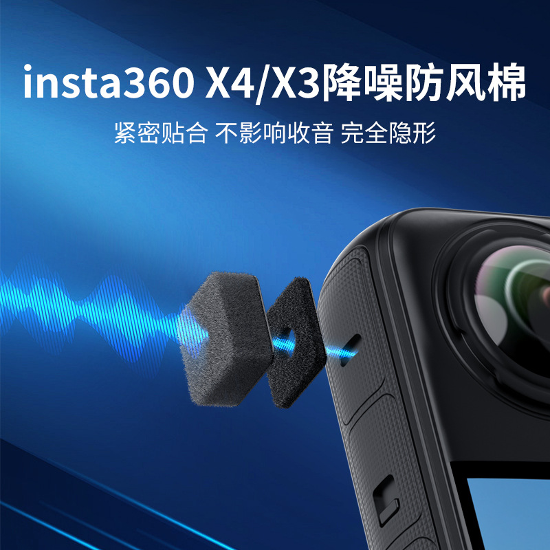 Suitable for Shadow Stone Insta360 X4 X3 Windproof Cover Panoramic Action Camera Noise Reduction Sponge Windproof Cover Accessories