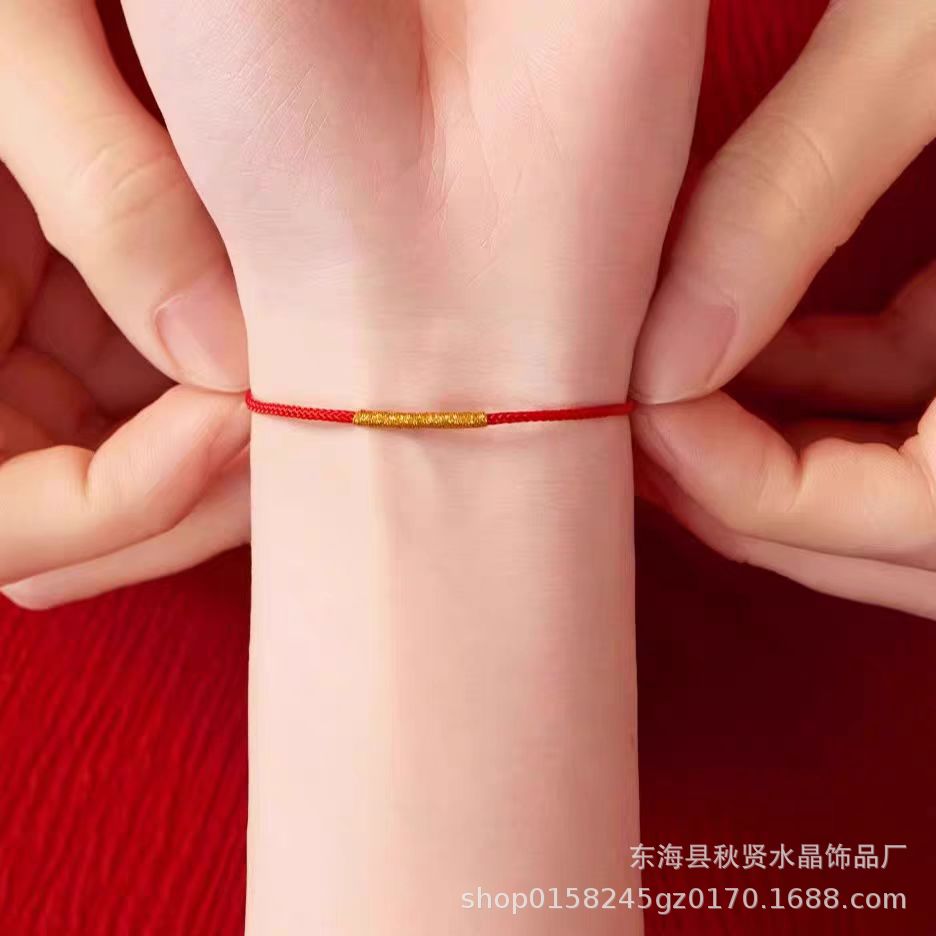 Wholesale Red Hand Rope Small Red Rope Bracelet for Women's Birth Year Red Hand Rope Couple Gift Braided Rope Simple Gold