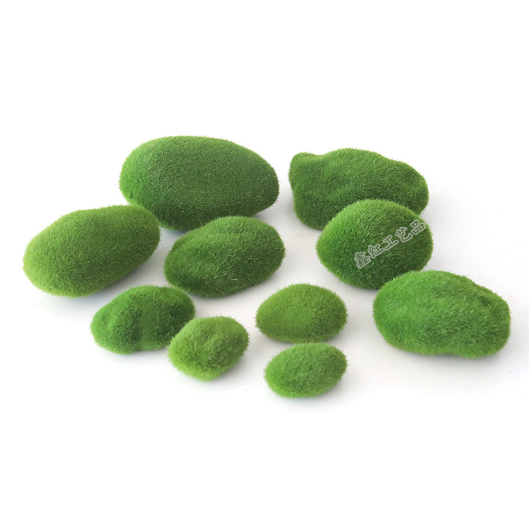 Simulated Moss Stone Delicate Flocking Ball Micro Landscape Layout Window Moss Stone Bonsai Placement Decoration