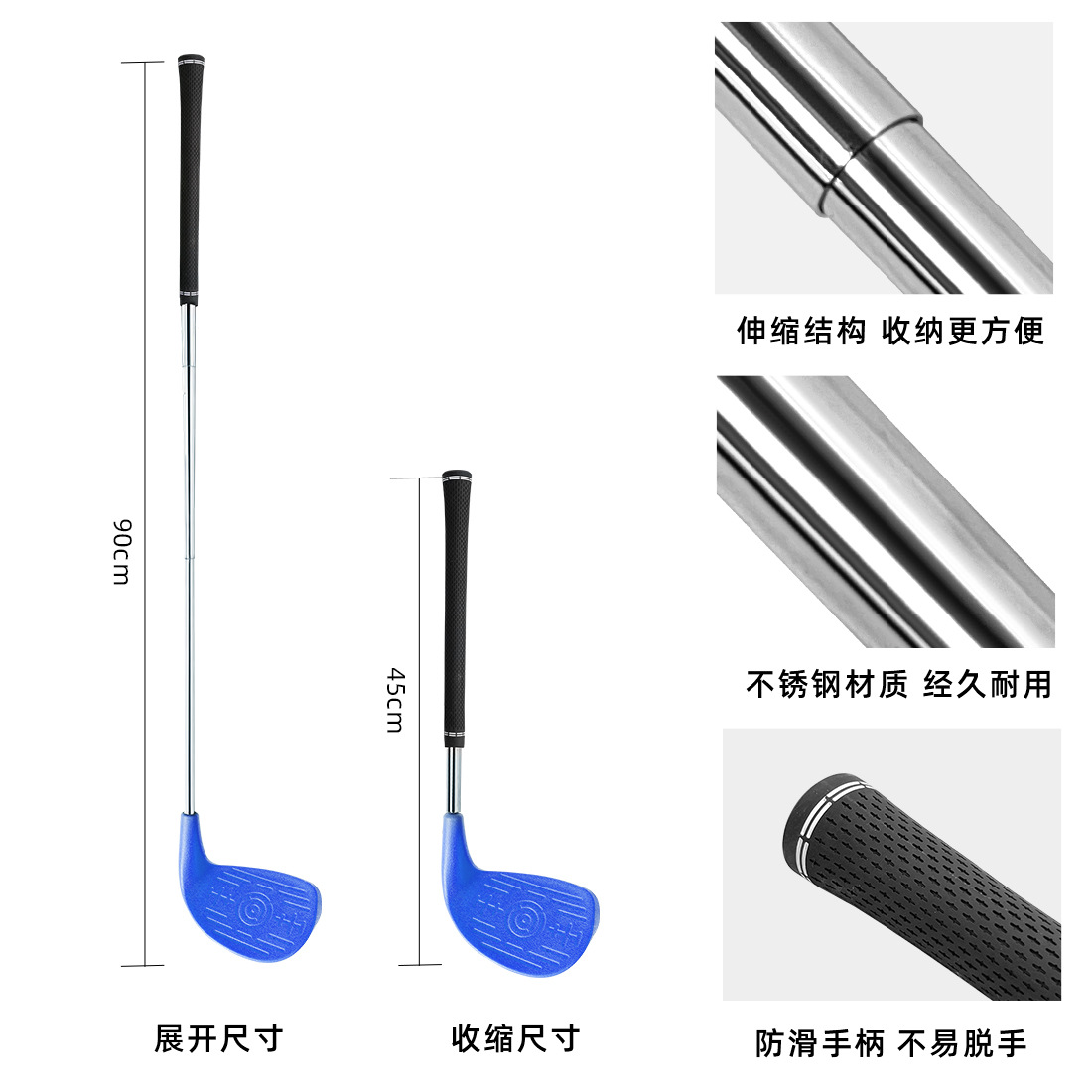 Golf Kidsren's Golf Clubs for Adults and Men Stainless Steel Telescopic Clubs Iron Clubs for Beginners with Extra Large Striking Surface