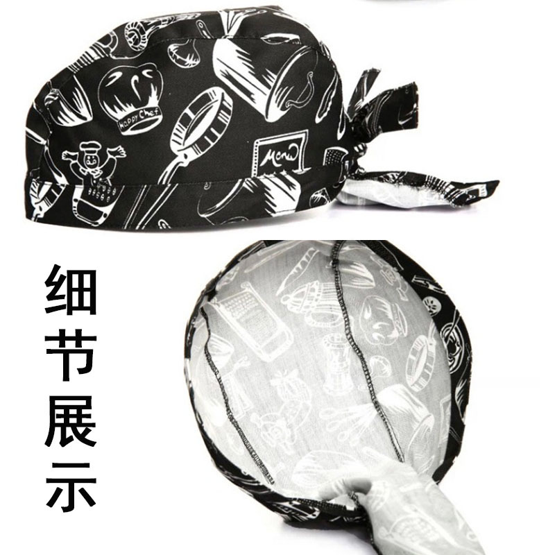 Chef Hat Men's and Women's Work Hat Forward Hat Cap Baseball Cap Pirate Hat Baotou Ribbon Turban Fast Food Kitchen