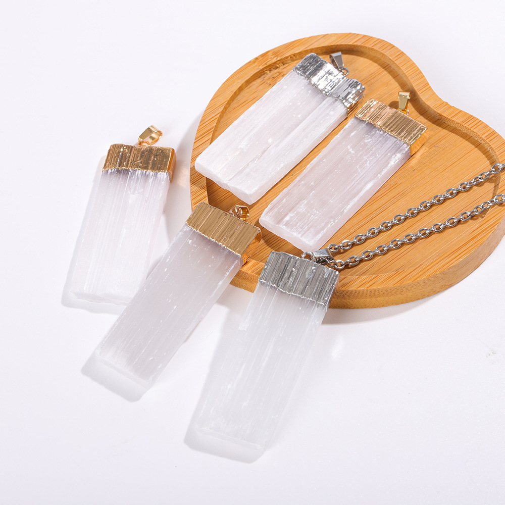 Кулон из натурального гипса, необработанный камень, irregular квадратный кулон, ювелирные аксессуары, оптовая продажа