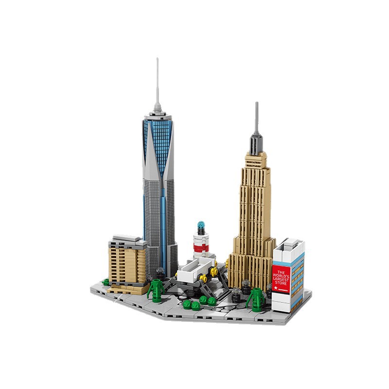 Compatible with Lego Bricks, Chinese-Style City Series, Skyline Architecture, Street Scene Assembly, Educational Children's Toys, Small Particles