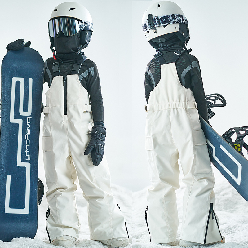 Children's Professional Ski Overalls for Boys and Girls Outdoor Waterproof and Windproof Quilted Ski Pants Family Wear