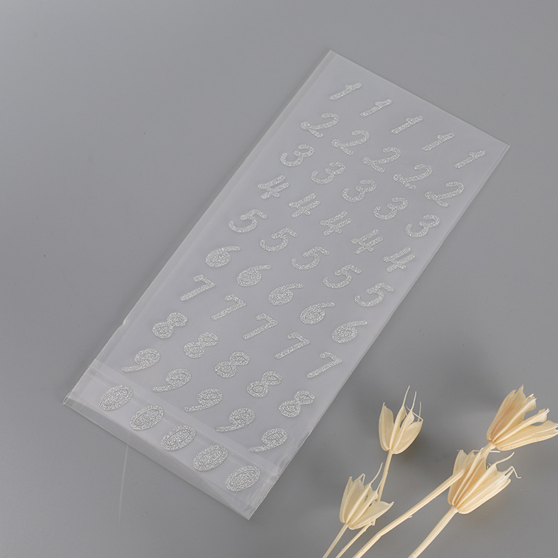Pu Glitter Self-Adhesive Stickers Gold and Silver English Number Shape Glitter Stereo Fun Kidsren's Stickers Wholesale DIY