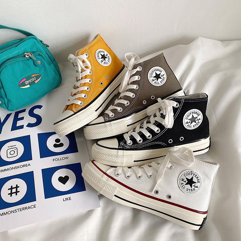 1970s High-top Canvas Shoes Women's ulzzang Retro Hong Kong Style All-match Korean-style ins Fashionable Shoes for Students