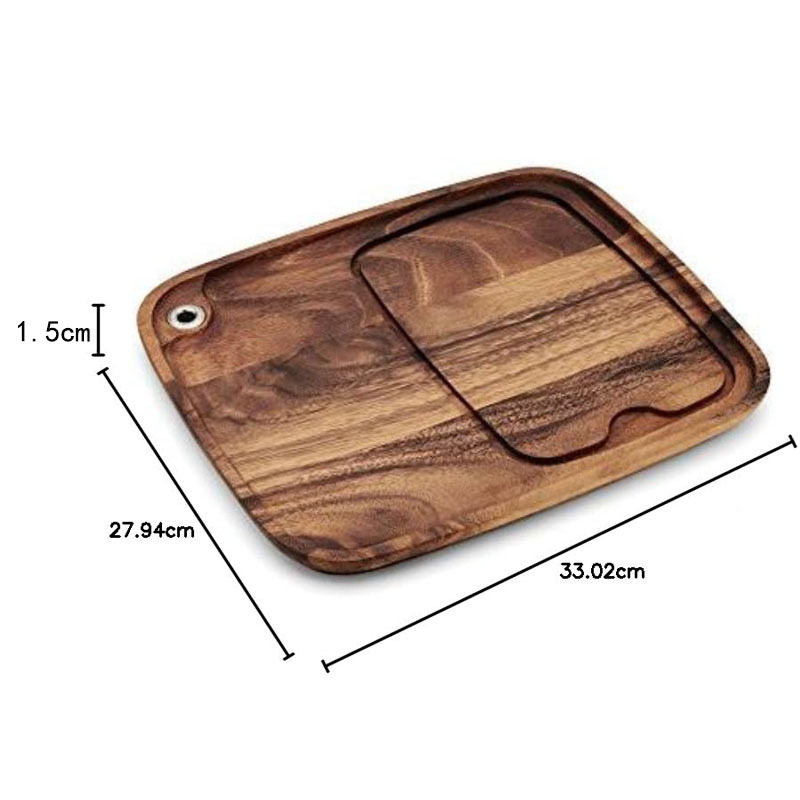Cross-border Acacia Wood Steak Board Golden Albizia Steak Cutting Board Hanging Wooden Cutting Board with Blowhole