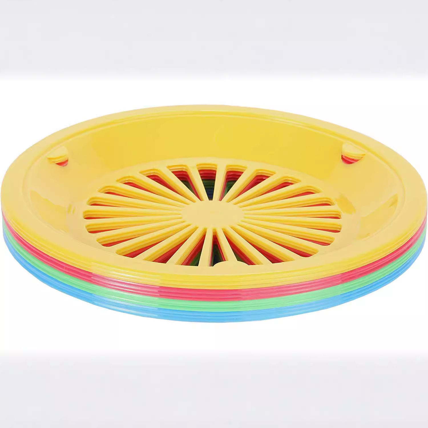 Mexican Round Hollow Plastic Barbecue Plate Fruit Plate Portable Disposable Picnic Food Plate Dessert Plate