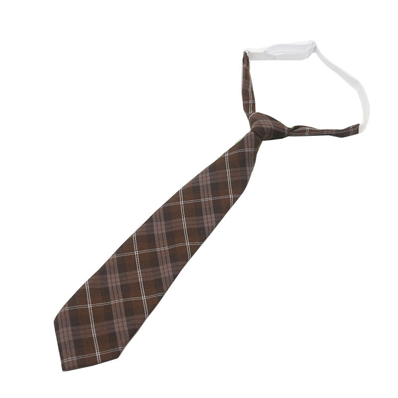 In stock JK free TR camel light gray chocolate Japanese college style plaid tie collar flower clothing