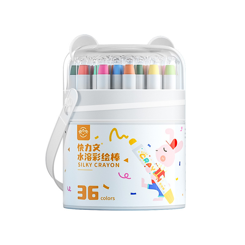 Kuailiwen cross-border silky water-soluble color painting stick washable children's oil painting stick does not fade through paper rotating crayon
