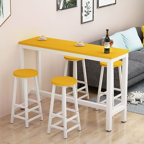Simple Bar Counter for Small Restaurants, Wall-Mounted for Home Use, Living Room, Kitchen, Commercial Rectangular High-Footed Milk Tea Shop Narrow Dining Table