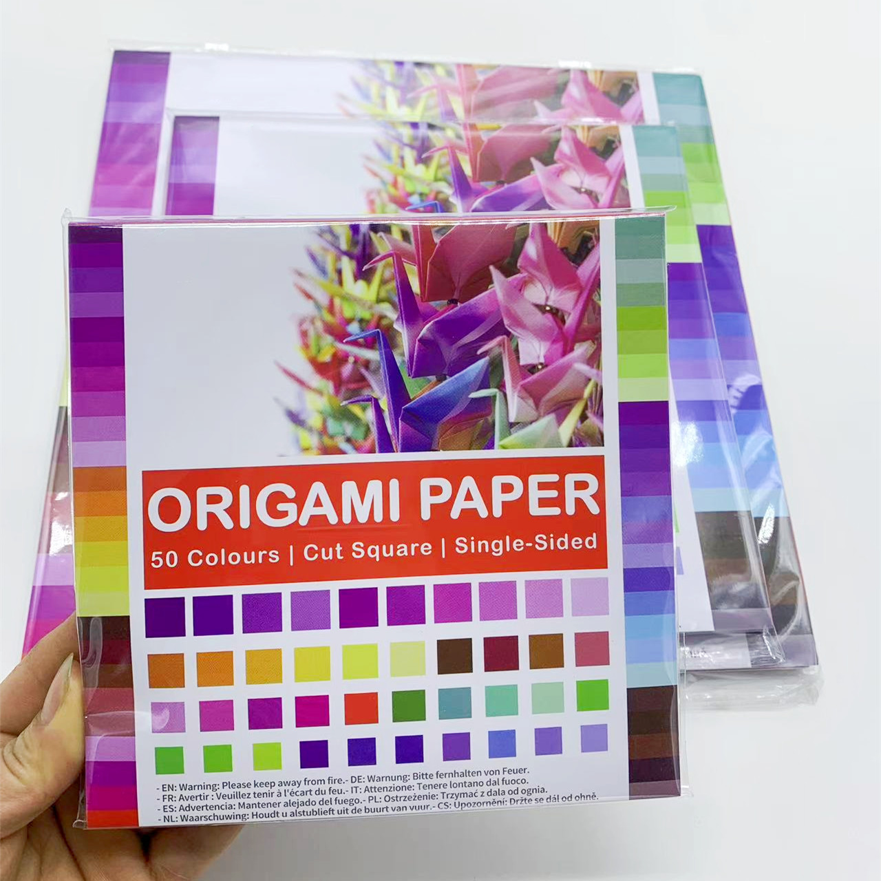 50 цветов ручного оригами, квадратные бумажные журавли для детей, цветная бумага для вырезания, односторонняя цветная бумага для оригами