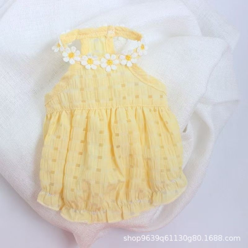 Cat Summer Clothes, Small Skirt, Anti-Shedding, Cute Ins Gold Gradient Ragdoll Cat British Short Summer Suspender Skirt