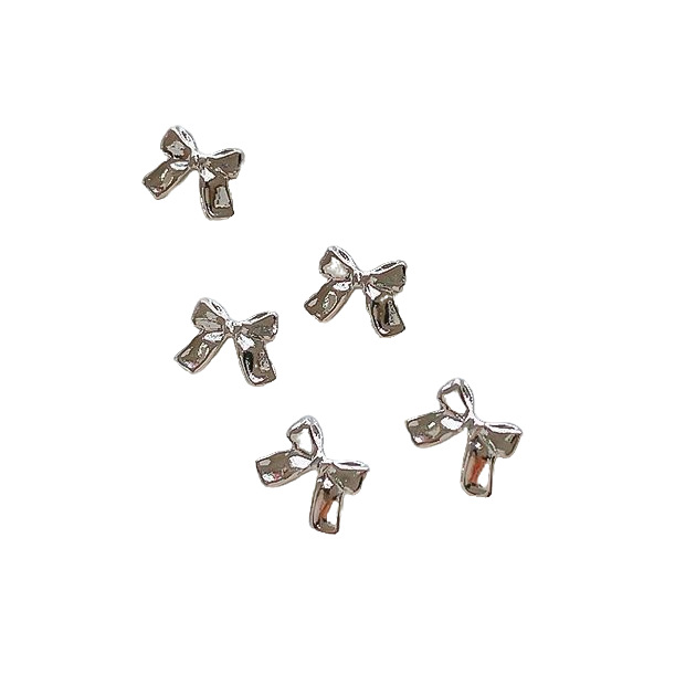 Trendy Silver Moon Judgment Bow Nail Art Accessories Metal Silver Mini Ribbon Bow Nail Accessories