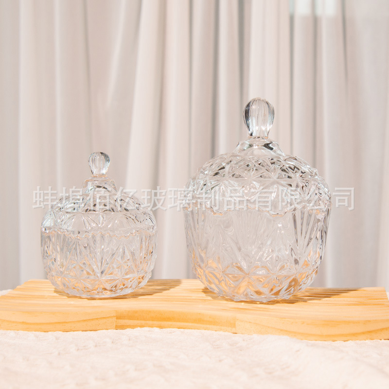 Wholesale Crystal Glass Candy Jar Glass Piggy Bank Glass Jar with Lid Snack Jewelry Storage Jar High Appearance