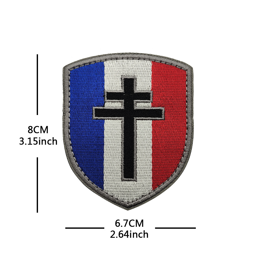 Haike Outdoor Cross-border Foreign Trade Medal Iron Cross French Badge Velcro Backpack Flag Embroidered Armband Cloth Sticker