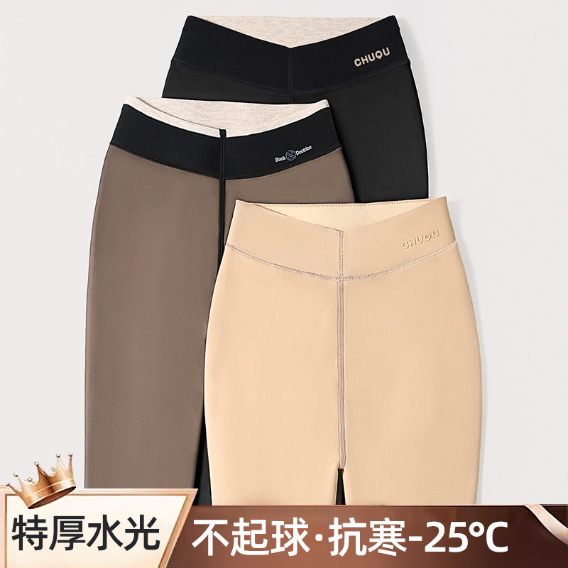 Extra Thick Autumn and Winter High Waist Leggings Women's fleece-lined Thickened Light Leg Artifact Water Muscle Small Warm Pantyhose