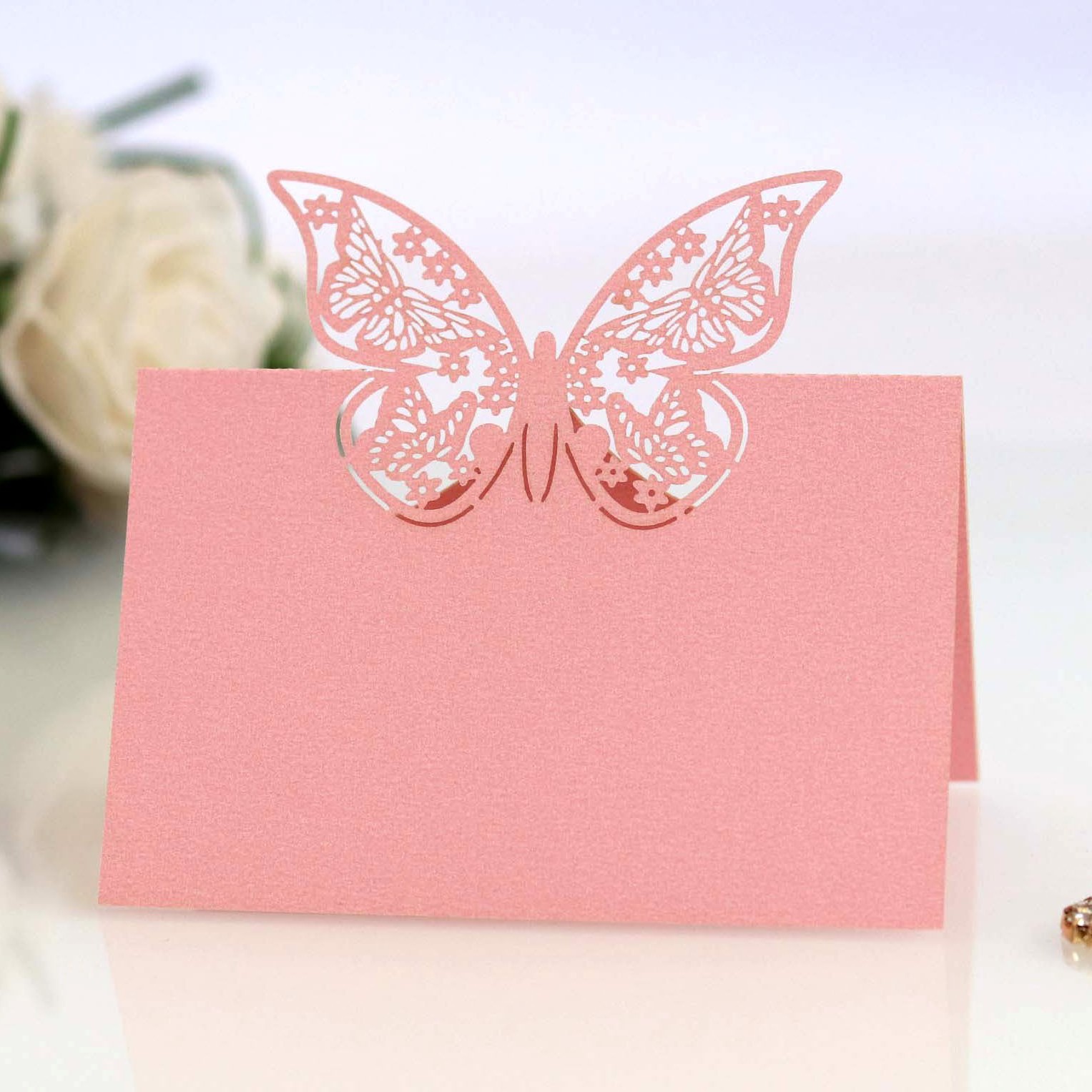Cross-Border Dropshipping Three-Dimensional Hollow Butterfly Table Card Seat Card Name Sign-In Table Wedding Card Zhejiang Factory Wholesale