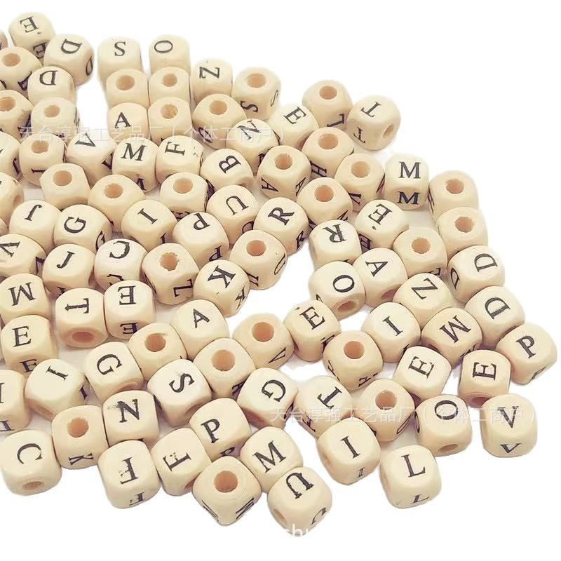 Manufacturer's Ready-Made Beaded Lotus Wood English Letter Beads DIY Wooden Letter Beads Wooden Kidsren's Beads 10mm