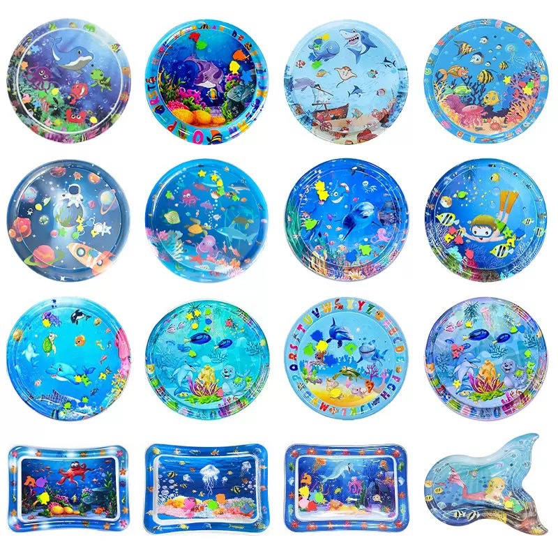 Manufacturer Cross-Border Wholesale Baby Inflatable Pat Water Mat Ocean Fish Crawling Mat Shark Style Children's Seat Cushion